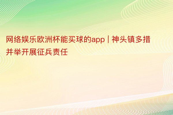 网络娱乐欧洲杯能买球的app | 神头镇多措并举开展征兵责任